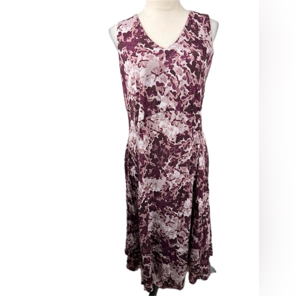 Coldwater Creek burgundy mesh watercolor Dress
